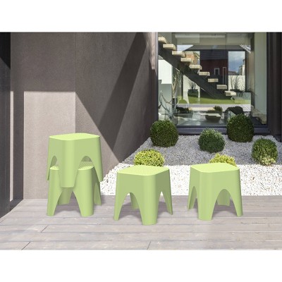 Mallorca Green Resin Stackable Outdoor Accent Table Set