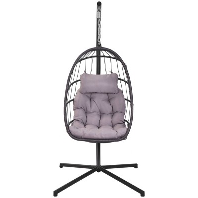 Nestfair 78" Wicker Aluminum Patio Swing Chair Gray