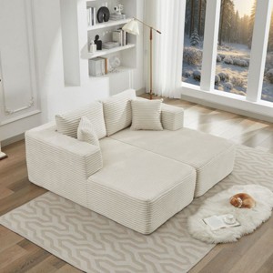 76" L-Shaped Cloud Sectional Couch with Double Chaise,Deep Seat Corduroy Modular Sofa Couch for Living Room,Cloud Sectional Sofa-Baofuwish - 1 of 4