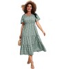 Women's Plus Size Midi Casual Dress with Pockets 1X-4X Tiered Short Sleeve Relax Fit Crewneck Summer Dresses - 2 of 3