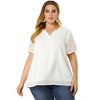 Agnes Orinda Women's Plus Size Pin Dots Notched V-Neck Dressy Trendy Fashion Casual Summer Blouses - 3 of 4