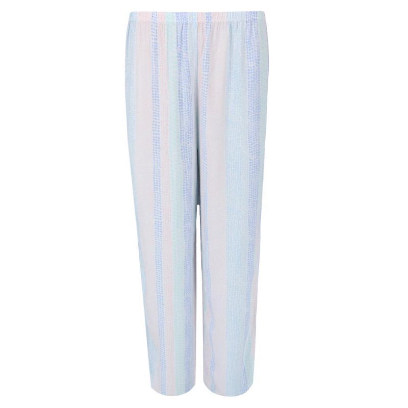 PJ Couture Women's Multi Stripe Notch Short Sleeve Pajama Set, 3 of 4