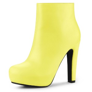 Allegra K Women's Size Zipper Round Toe Platform Chunky Heel Ankle Boots - 1 of 4