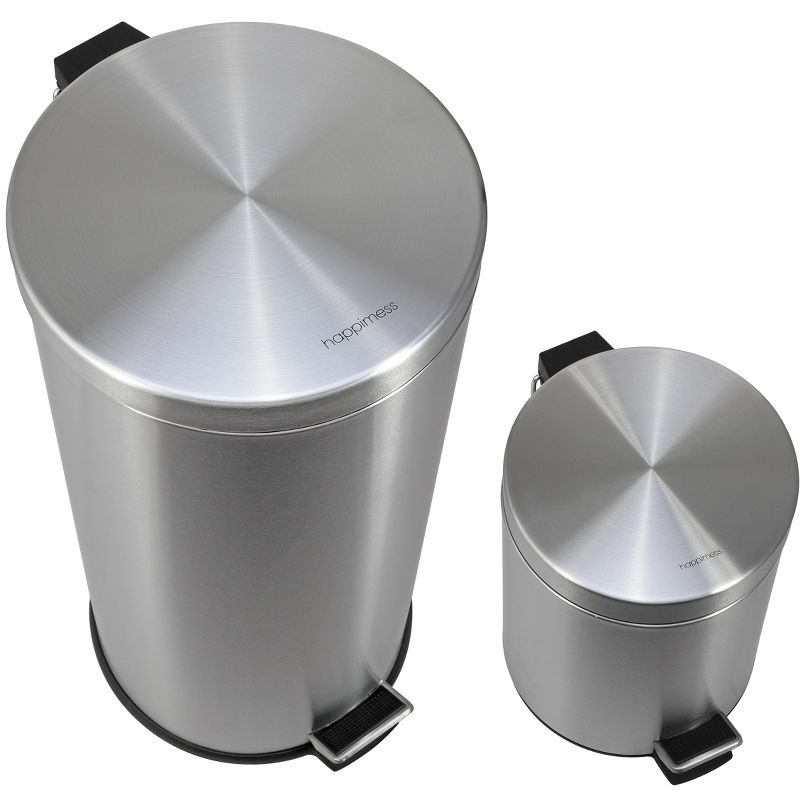happimess Oscar 8-Gallon Step-Open Trash Can with FREE Mini Trash Can, Stainless Steel, 4 of 13