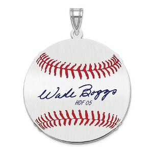Black Bow Jewelry Sterling Silver Wade Boggs Signature LG Enamel Baseball Pendant - 1 of 4