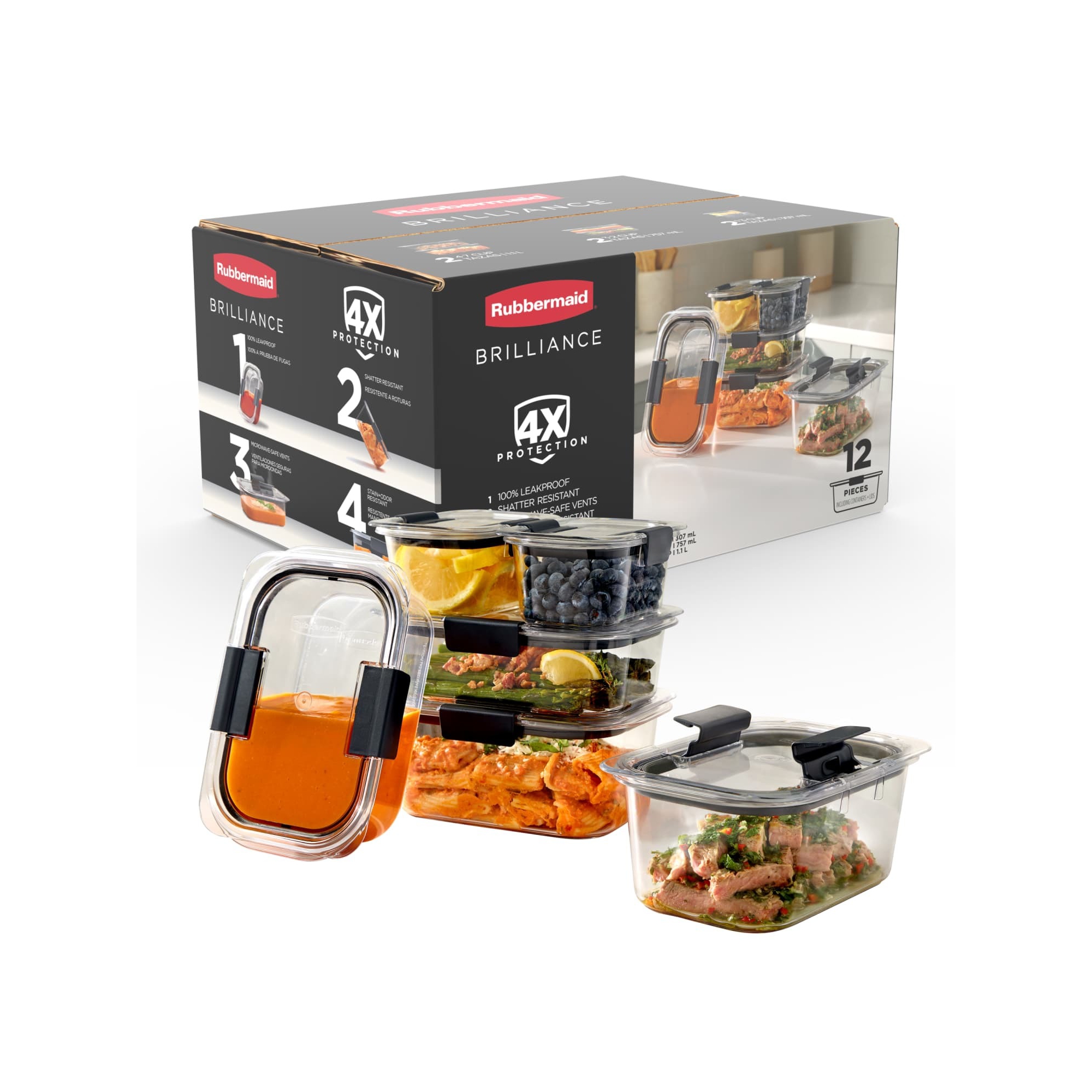 Rubbermaid Brilliance 12pc Food Storage Container Set Gray