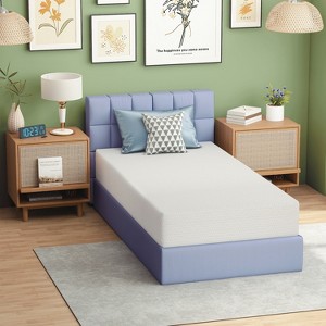 FDW 10 inch Bamboo Charcoal Memory Foam Mattress Cooling Gel CertiPUR-US Certified Breathable Bed Mattress for Cooler Sleep,White - 1 of 4