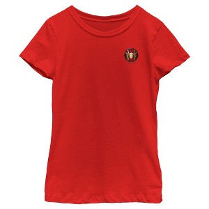Girl's Marvel Spider-Man: No Way Home Gold Spider Pocket Logo T-Shirt - 1 of 4