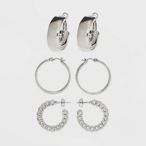 Sterling Silver Hoop Earring - Silver : Target