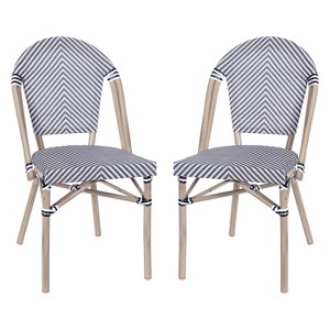 Emma & Oliver Massalia Indoor/Outdoor Stacking Bistro Style Chairs with Textilene Seat and Aluminum Frame - 1 of 4