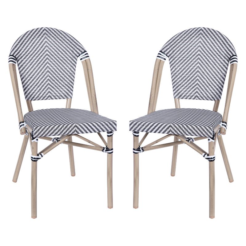 Emma and Oliver Indoor/Outdoor Stacking French Bistro Style Chairs with Textilene Seat and Aluminum Frame, 1 of 12