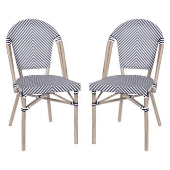 Emma and Oliver Indoor/Outdoor Stacking French Bistro Style Chairs with Textilene Seat and Aluminum Frame