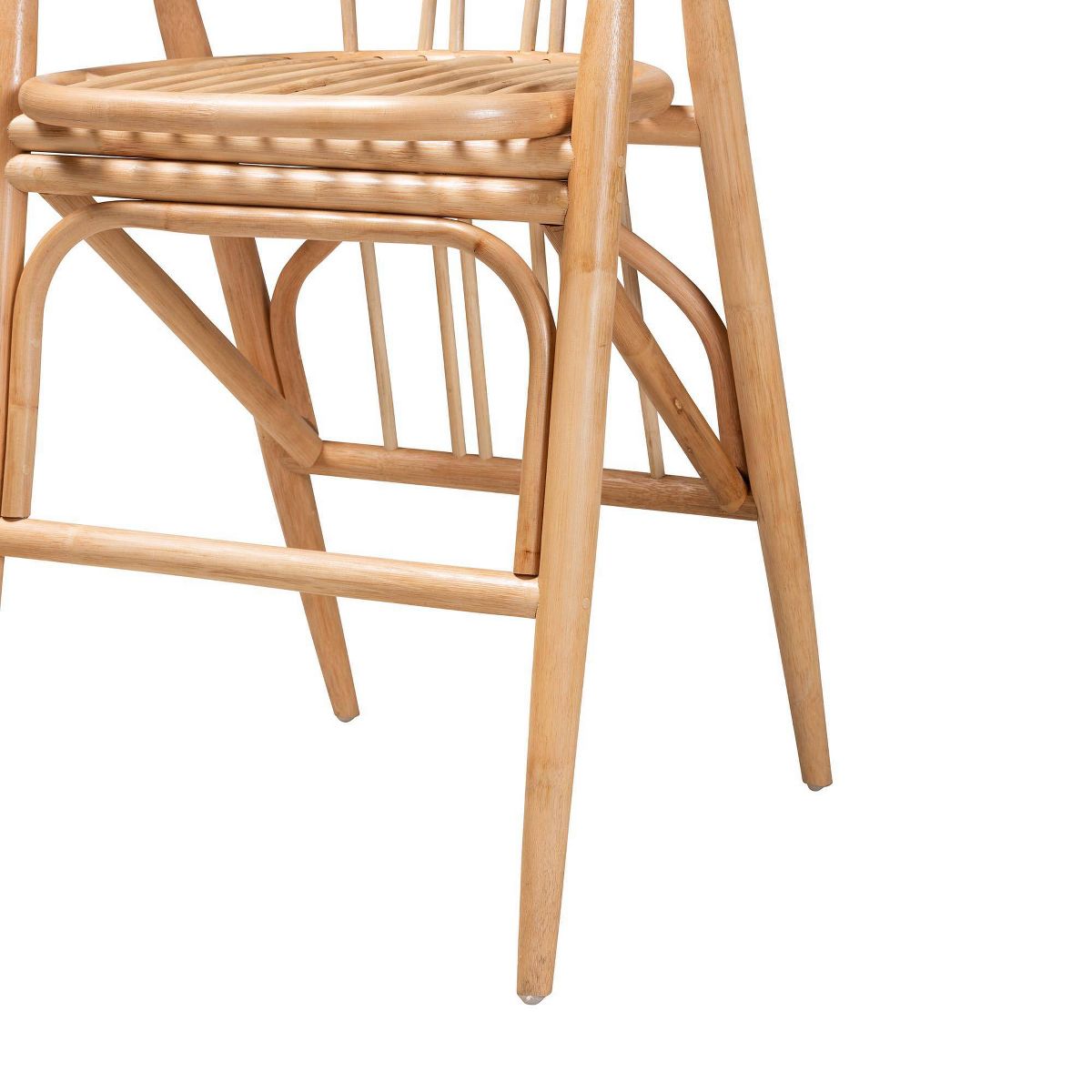 bali & pari Cyntia Rattan Counter Height Barstool Natural Brown/Black: Handcrafted, Bohemian Style, Metal Accents - thumbnail 7