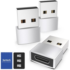 Syntech USB C Female to USB Male Adapter Pack of 3 [Travel Must Haves, Aluminum] USB C to USB Adapter, Type C Charger Cable Power Converter - 1 of 4