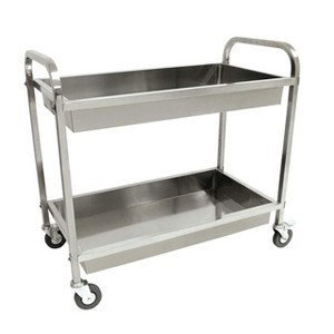 Bayou Classic 4873 Stainless Serving Cart Features Two Trays w/ Galley Rails to Keep Items - 1 of 2