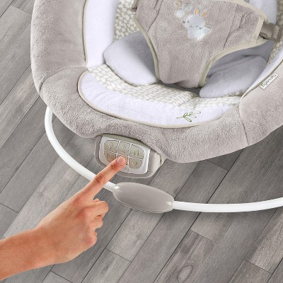 Gray and White Plush Baby Bouncer with Light-Up Toy Bar