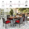 Costway 7PCS Patio Rattan Dining Chair Table Set with  Cushion Umbrella Hole Black/Navy - 4 of 4