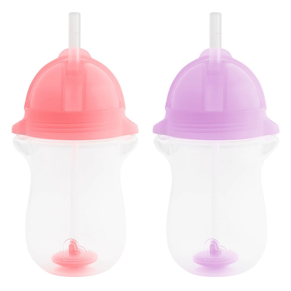 Photos - Baby Bottle / Sippy Cup Munchkin 2pk Click Lock Weighted Straw Cup - 20oz - Pink/Orange 