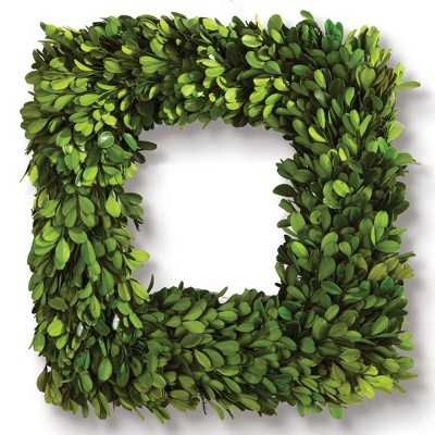 Plum & Post Boxwood Square Wreath 16"