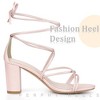 Perphy Women's Faux Suede Open Toe Lace Up Strappy Chunky Heel Sandals - 4 of 4