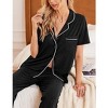 Ekouaer Women Pajamas Set Button Down Sleepwear Short Sleeve Nightwear with Long Pants Soft Pjs Set - 4 of 4