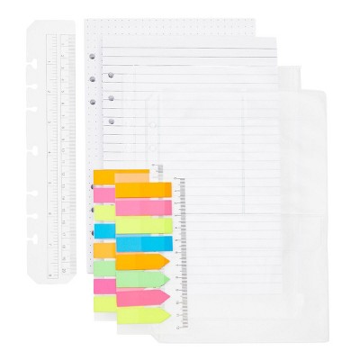Okuna Outpost Refillable A5 Notebook Set - Dotted & Lined Filler Paper, Pocket Folders Index Tabs, Ruler Bookmark