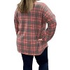 Women's Buffalo Plaid Fleece Button Shirt Jacket - honeyme - 2 of 2