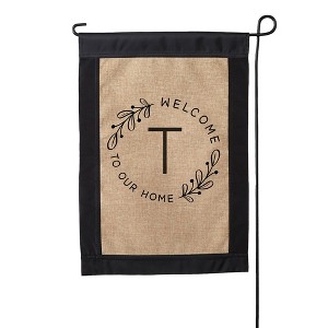 Personalization Mall Welcome Wreath Personalized Letter Burlap Garden Flag - 1 of 1