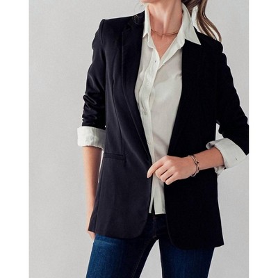 Women's Basic Blazer With Cuffed Sleeves - LOVE TREE