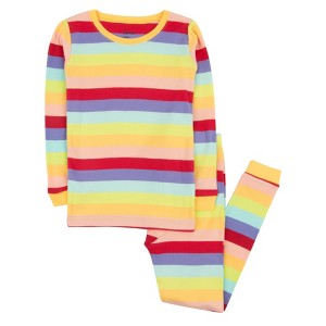 Leveret Kids Two Piece Cotton Striped Girls Pajamas - 1 of 4