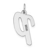 Black Bow Jewelry 14k White Gold, Madison Collection LG Classic Script Initial P Pendant - 3 of 4