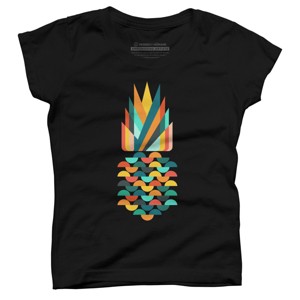 Girl's Design By Humans Geometric Pineapple By radiomode T-Shirt - 1 of 2