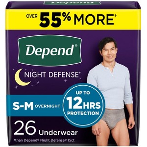 Depend Night Defense Incontinence Disposable Underwear for Men - Overnight Absorbency - 1 of 4