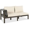 Merax 4-Piece Acacia Wood Outdoor Sofa Set with a Coffee Table and Adjustable Foot Pads - 4 of 4