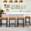 Counter Height Bar Stools, 24 Inch Saddle Backless Bar Stools Set of 3, Faux Leather Counter Stools with Metal Legs, Modern Kitchen Island stools - 4 of 4