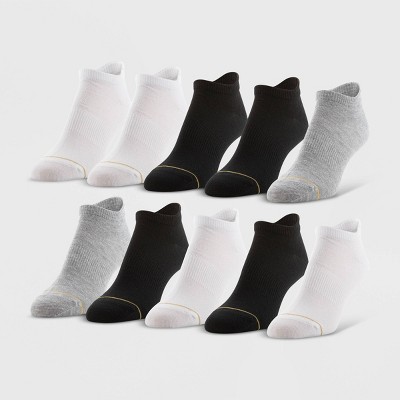 All Pro Women's Lightweight 10pk No Show Tab Socks - White/Gray/Black 4-10: Moisture Wicking, Stretch Fabric