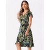 Allegra K Women's Tie Waist Beach Tropical Floral Printed Midi Wrap Dress - 3 of 4