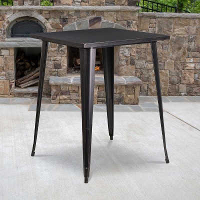 Black-Antique Gold Metal Square Bar Height Table