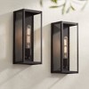 John Timberland Cornell Modern Outdoor Wall Light Fixtures Set of 2 Sand Black 16" Clear Glass Panels for Post Exterior Barn Deck House - 2 of 4