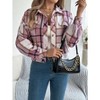 Women's Corduroy Long Sleeve Jacket Collared Button Down Casual Work Blazer Coat (Plaid Jackets: Flannels) - 3 of 4