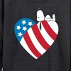 Women's - Peanuts - Snoopy On Flag Heart Lightweight French Terry Wide Neck Long Sleeve Graphic Shirt - 2 of 4
