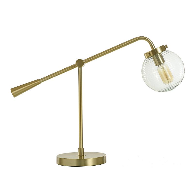Reagan Contemporary Ribbed Glass Globular Shade Table Lamp Antique Brass - StyleCraft, 1 of 8