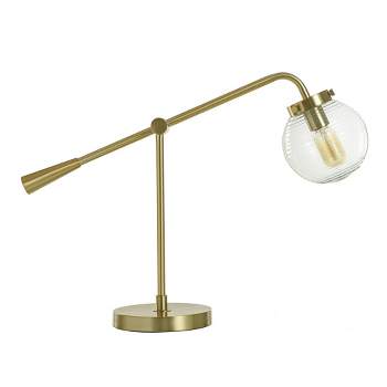 Reagan Contemporary Ribbed Glass Globular Shade Table Lamp Antique Brass - StyleCraft