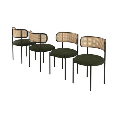 Infurnic Accent Chairs, Modern Upholstered Chairs Set with Sturdy Legs, for Kitchen and Dining Room, 4PCS, Green, 20.5"*20.5"*30"