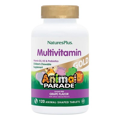 SOL Animal Parade Gold-Children's Multi-Vitamin & Mineral Grape Flavor by Nature's Plus  -  120 Chewable