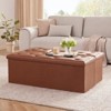 Aoibox Folding Ottoman Storage Bench with Faux Leather Upholstery, Foot Rest Stool for Bedroom or Living Room, Holds up to 660 lbs - 3 of 4
