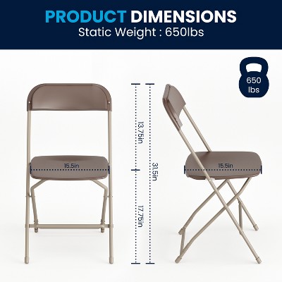Hercules Series 650LB Capacity Brown Plastic Folding Chair - 2 Pack