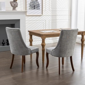 CAVINAS Mid Century Dining Chairs Set of 2,Modern Kitchen Chairs with High Back,Fabric Padded Dining Room Chairs with Solid Wood/Stainless Steel Legs - 1 of 4