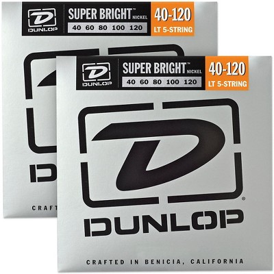 Dunlop Super Bright Nickel Light 5-String Bass Guitar Strings (4-120) 2-Pack