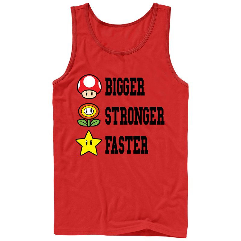 Men's Nintendo Mario Bigger Stronger Faster Tank Top, 1 of 4